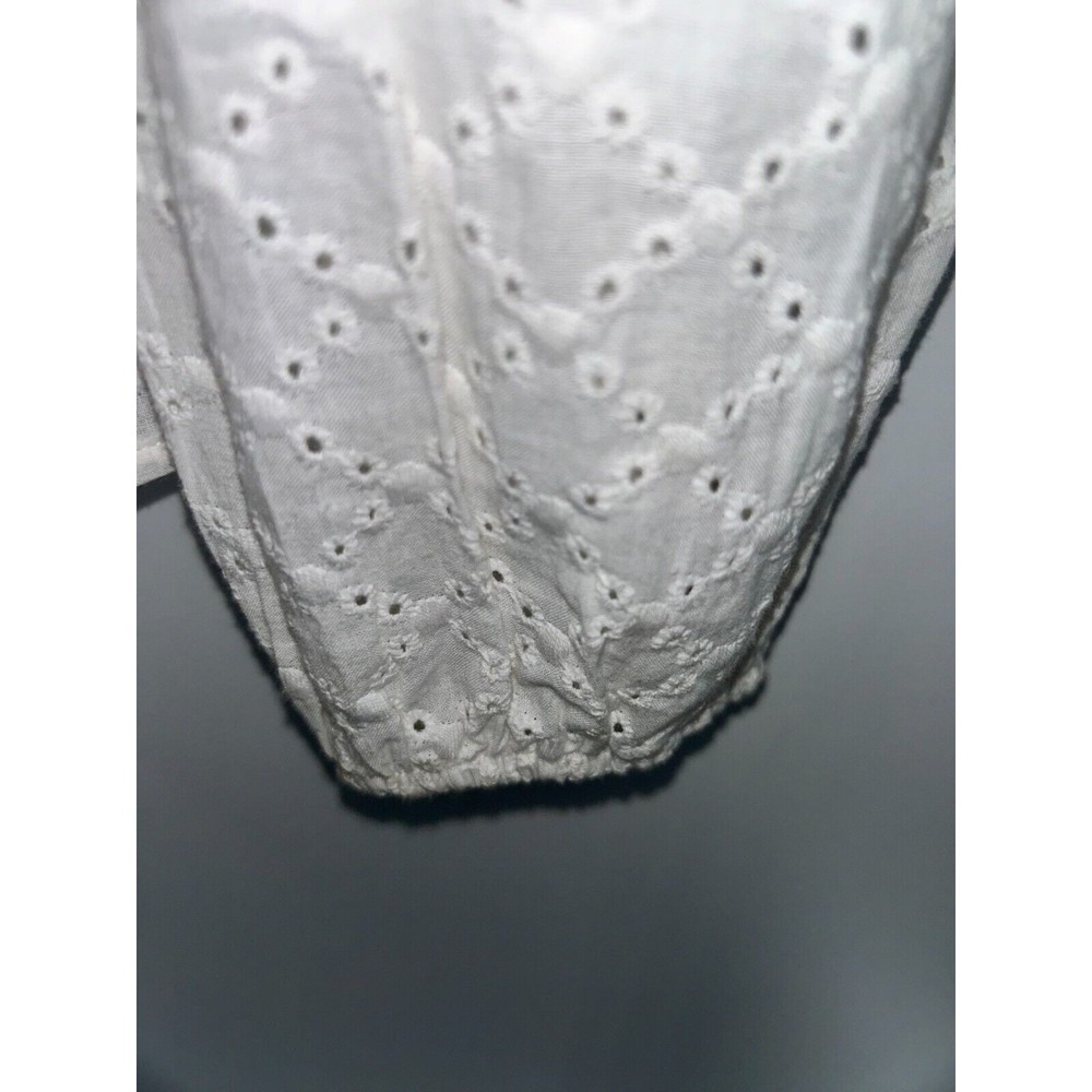 Women's Style and Co White Eyelet Peasant Long Sleeve Top Size S - Picture 5 of 7